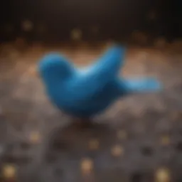 Illustration of Twitter's logo and its interface.