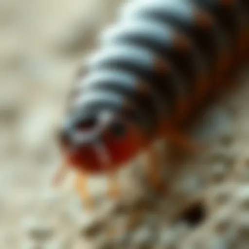 Close-up of annelid with distinct segmentation